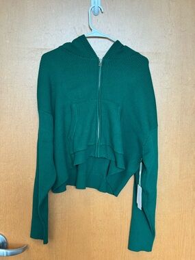 l*space Green Ribbed Zip Hoodie